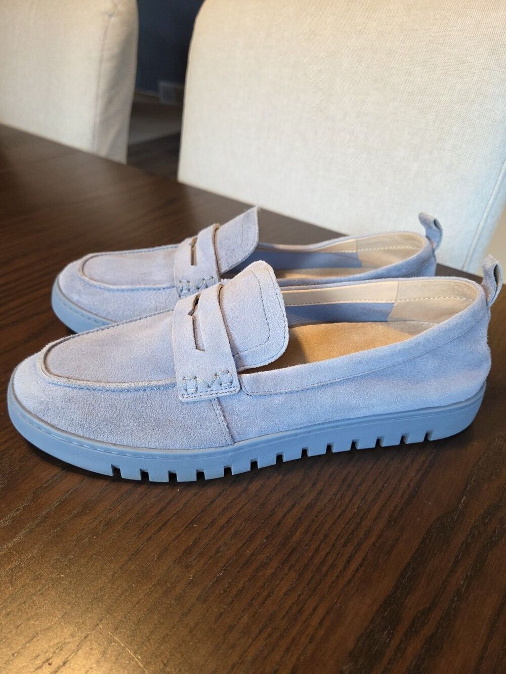 Vionic Uptown Loafers Womens 11 WIDE Skyway Blue Suede Comfort  Quiet Luxury - Picture 3 of 7